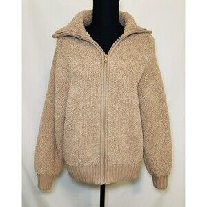 Aerie Full Zip Tan Teddy Jacket Oversized Thick Warm Sherpa Women's SMALL